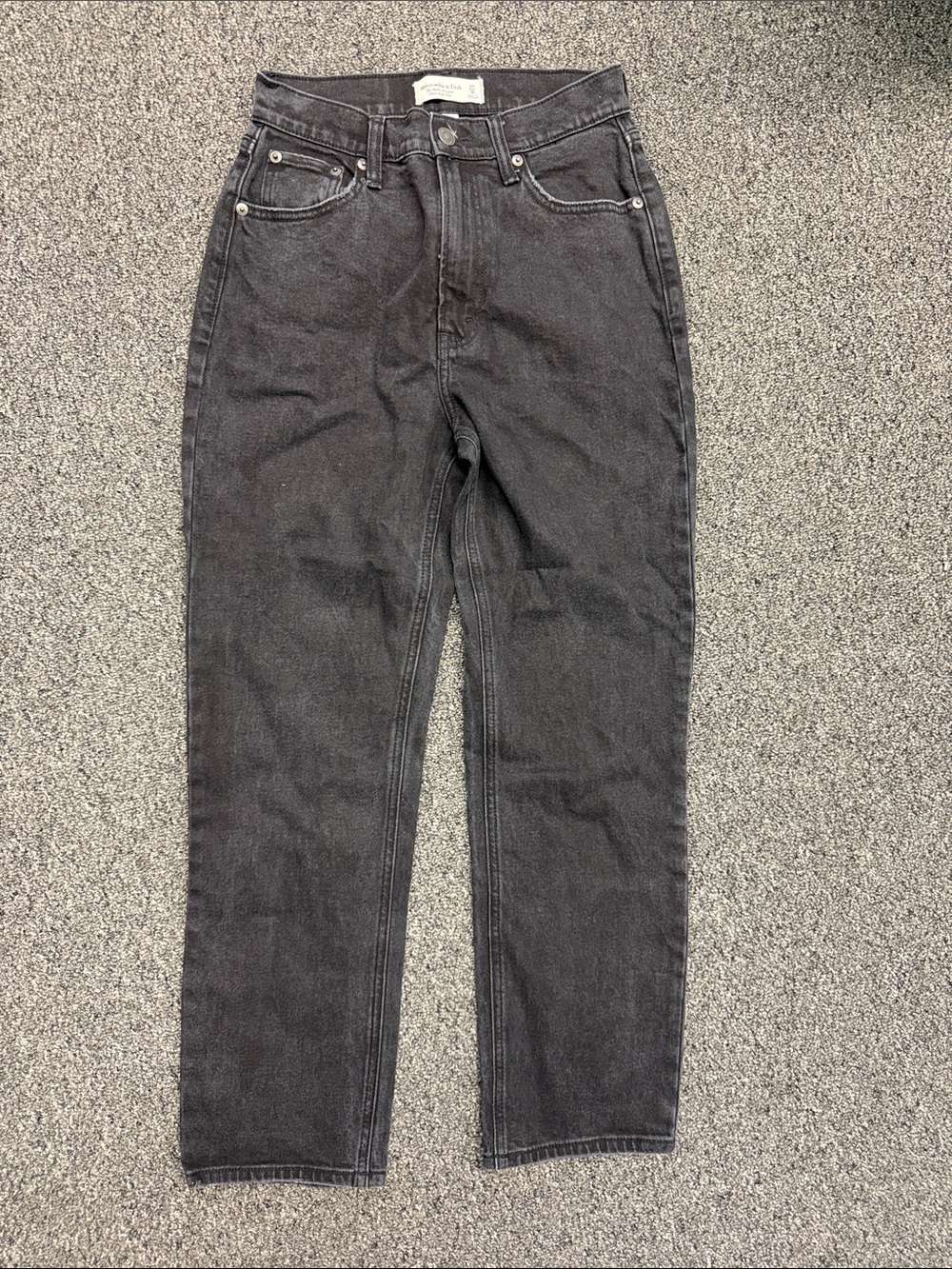 Abercrombie & Fitch Curve Love Ankle Straight Ultra High Rise Black Jeans 4R 27